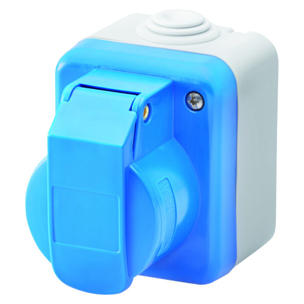 Priza Industriala cu Montare pe Perete Conform Standardului IEC 309 - 2P+E - 230V - IP44 - Gri RAL 7035