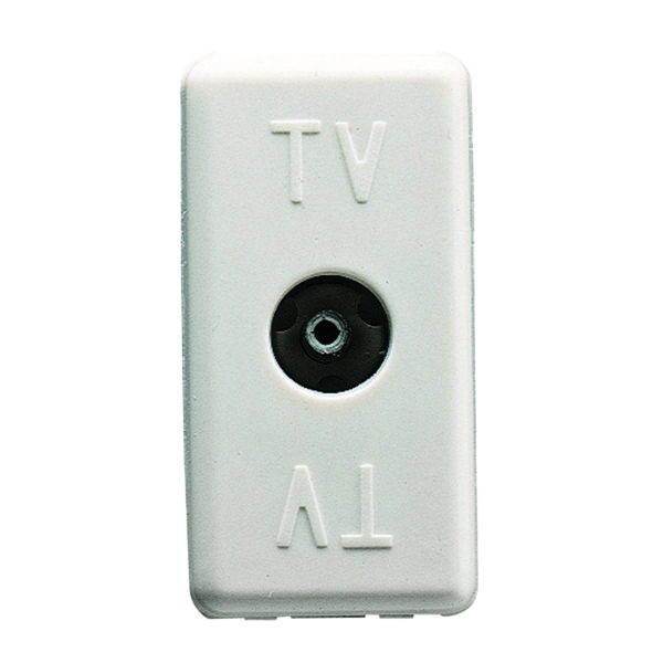Priza Rezistiva TV Coaxiala - Conector Mama IEC 9,5 MM - Terminala 20 Db 75 Ohm -1 Modul - Sistem Alb