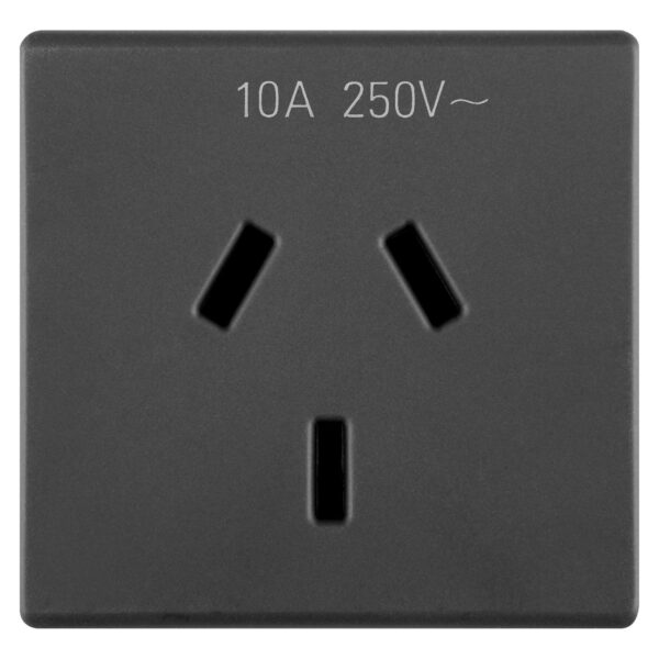 Priza Standard Australiana 250V 2P+E 10A - Fisa Plata - 2 Module - Sistem Negru