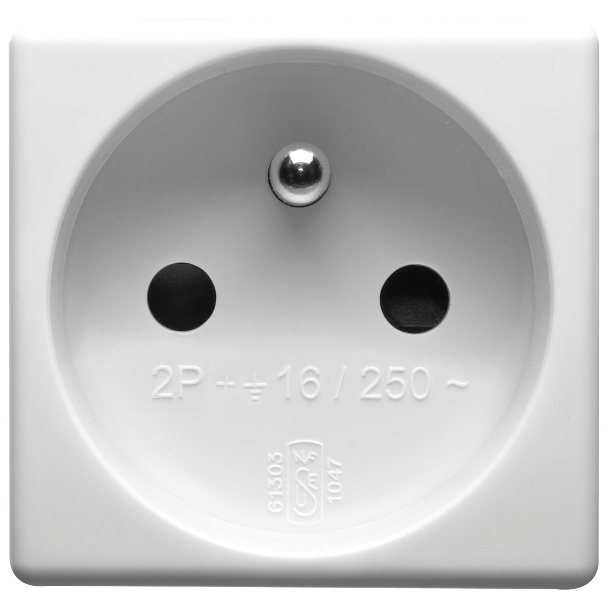 Priza Standard Francez 250V 2P+E 16A - 2 Module - Sistem Alb