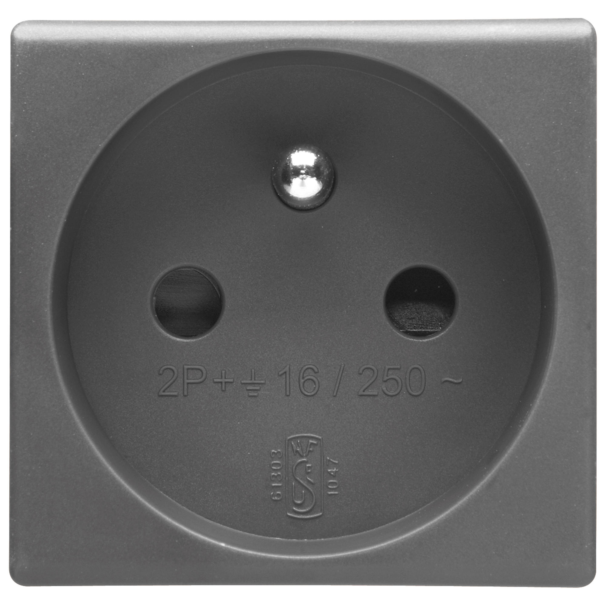 Priza Standard Francez 250V 2P+E 16A - 2 Module - Sistem Negru