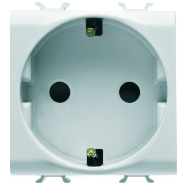 Priza Standard German 250V Borne de Strangere Frontale - 2P+E 16A - 2 Module - Alb Satinat - CHORUSMART