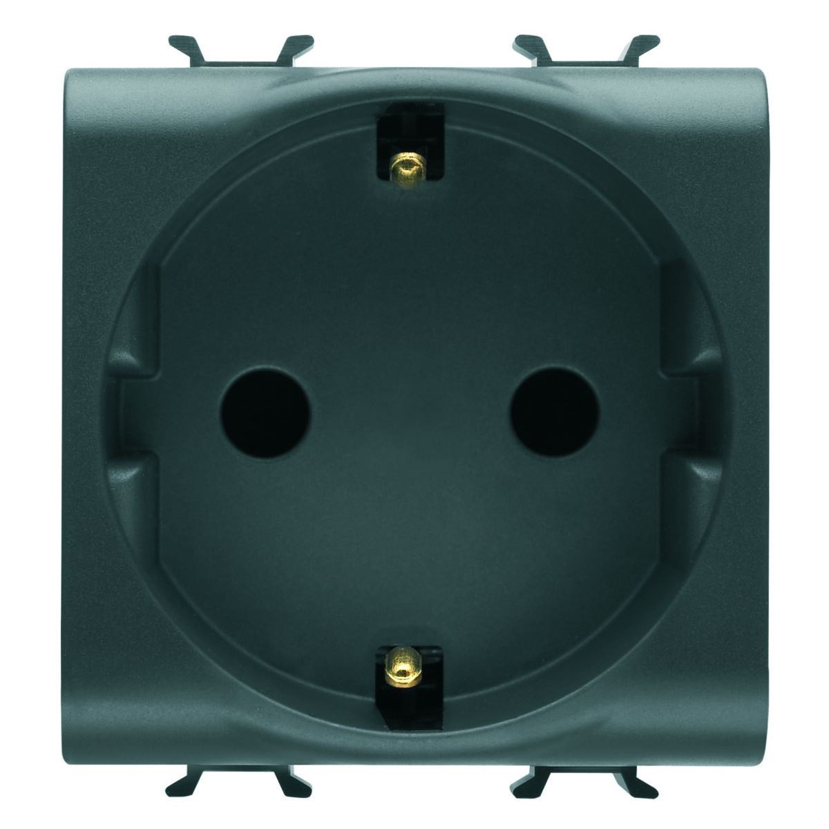 Priza Standard German 250V Borne de Strangere Frontale - 2P+E 16A - 2 Module - Negru Satinat - CHORUSMART