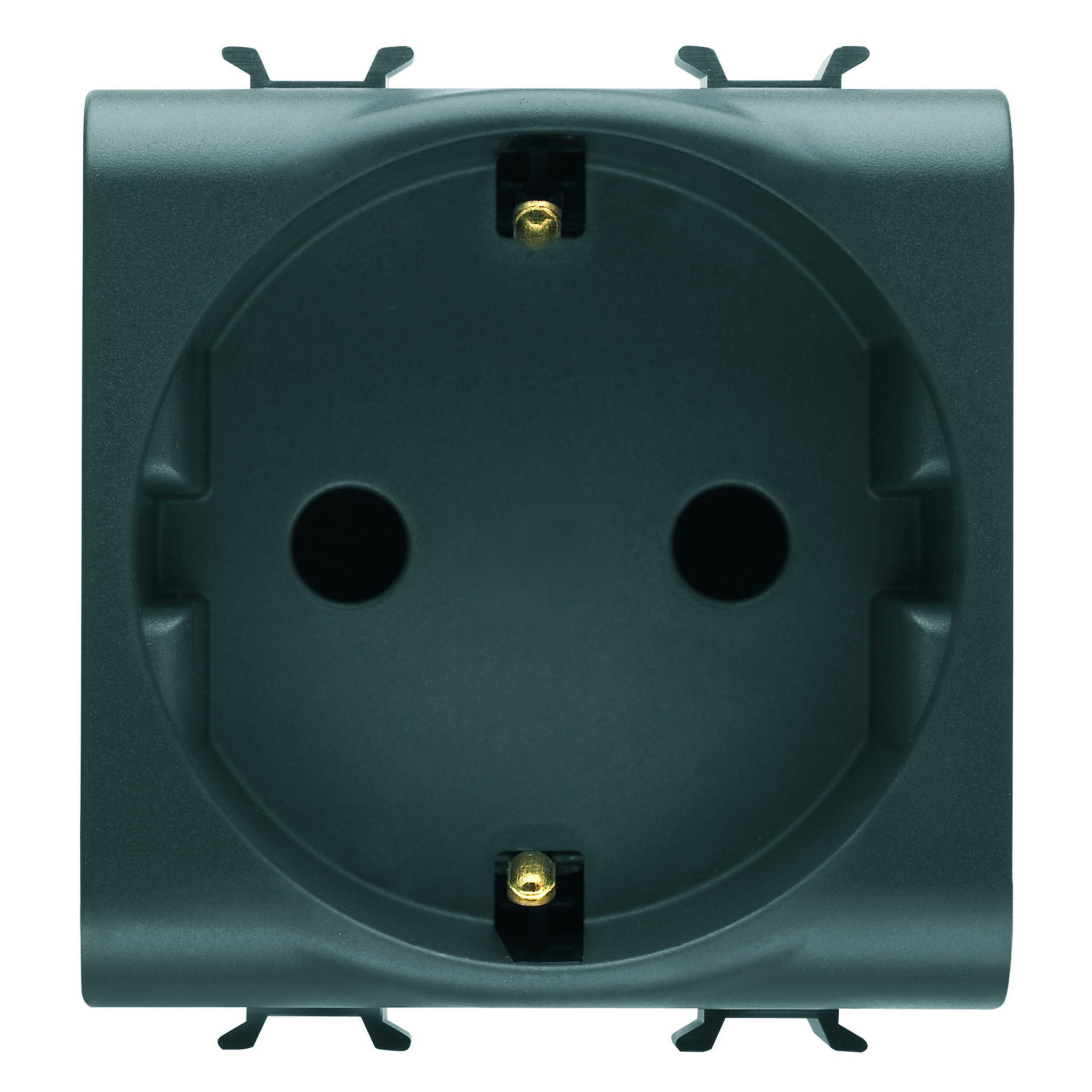 Priza Standard German 250V Borne de Strangere Frontale - 2P+E 16A - 2 Module - Negru Satinat - CHORUSMART