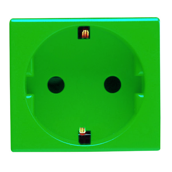 Priza Standard German 250V pentru Linii Dedicate - 2P+E 16A - 2 Module - Verde - Sistem