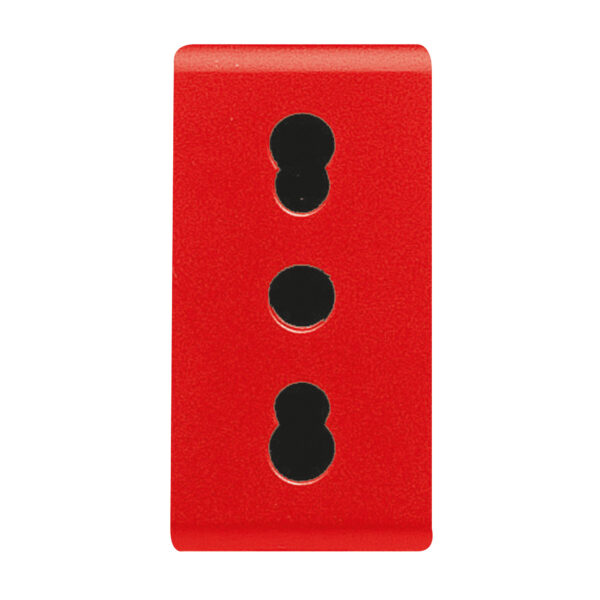 Priza Standard Italian 250V pentru Linii Dedicate - 2P+E 16A Amperaj Dublu - P11-P17 - 1 Modul - Rosu - Sistem