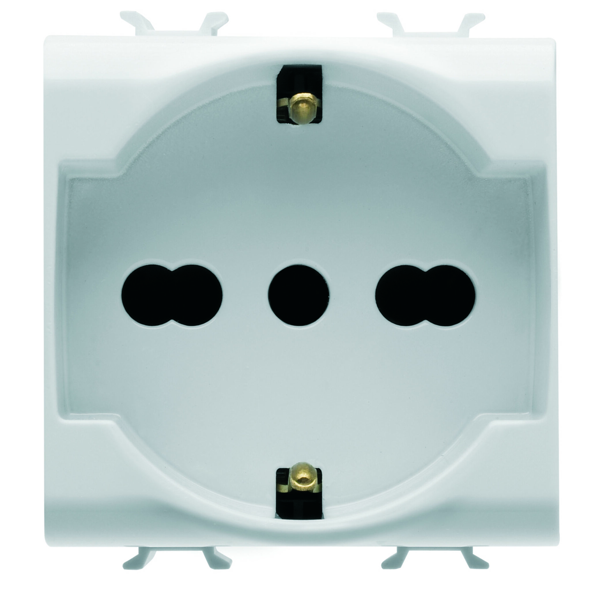 Priza Standard Italian/German 250V 2P+E 16A cu Amperaj Dublu - 2 Module - Alb Lucios - Antibacterian - CHORUSMART