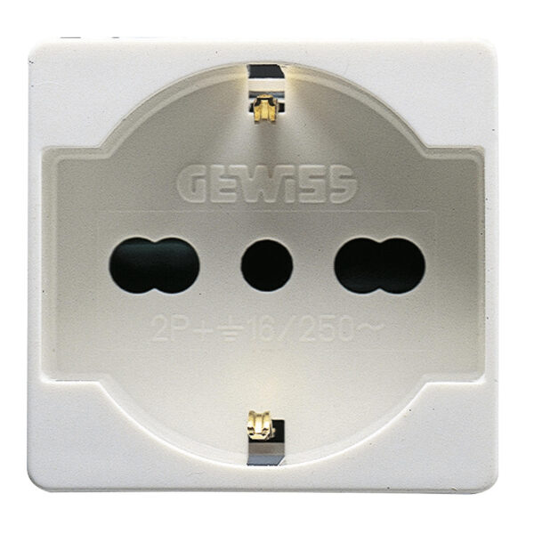 Priza Standard Italian/German 250V 2P+E 16A cu Amperaj Dublu - P40 - 2 Module - Sistem Alb
