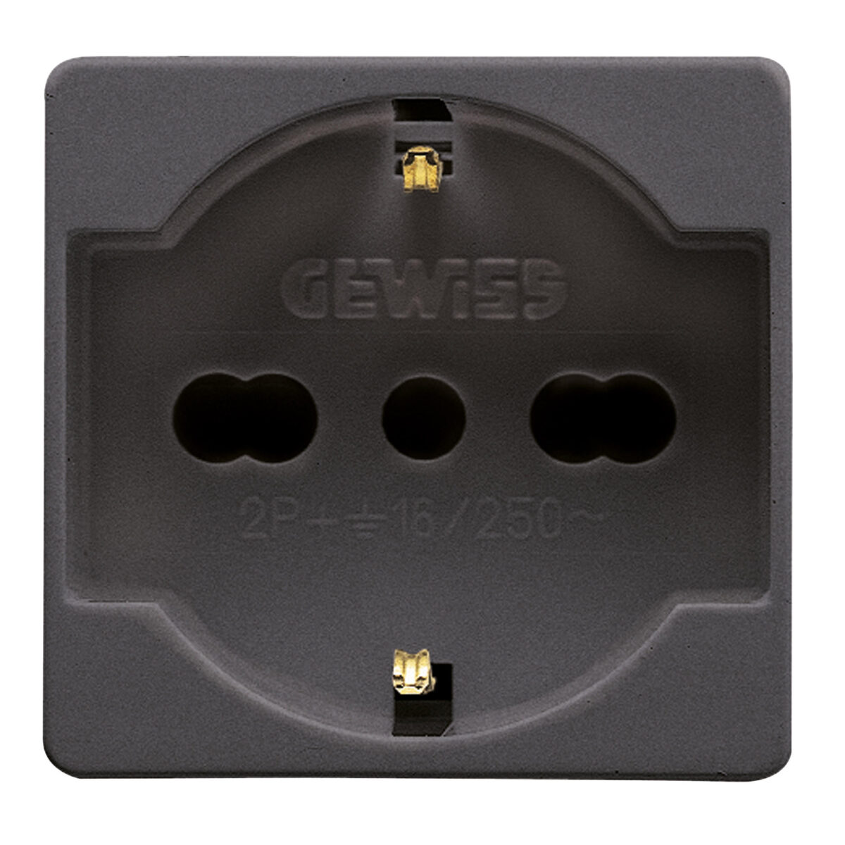 Priza Standard Italian/German 250V 2P+E 16A cu Amperaj Dublu - P40 - 2 Module - Sistem Negru