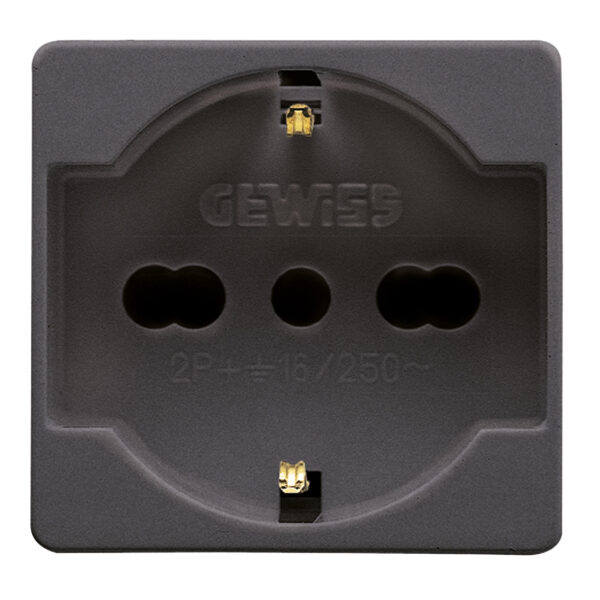Priza Standard Italian/German 250V 2P+E 16A cu Amperaj Dublu - P40 - 2 Module - Sistem Negru