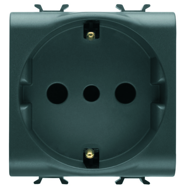 Priza Standard Italian/German 250V 2P+E 16A - P30 - 2 Module - Negru Satinat - CHORUSMART