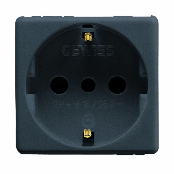 Priza Standard Italian/German 250V 2P+E 16A - P30 - 2 Module - Sistem Negru
