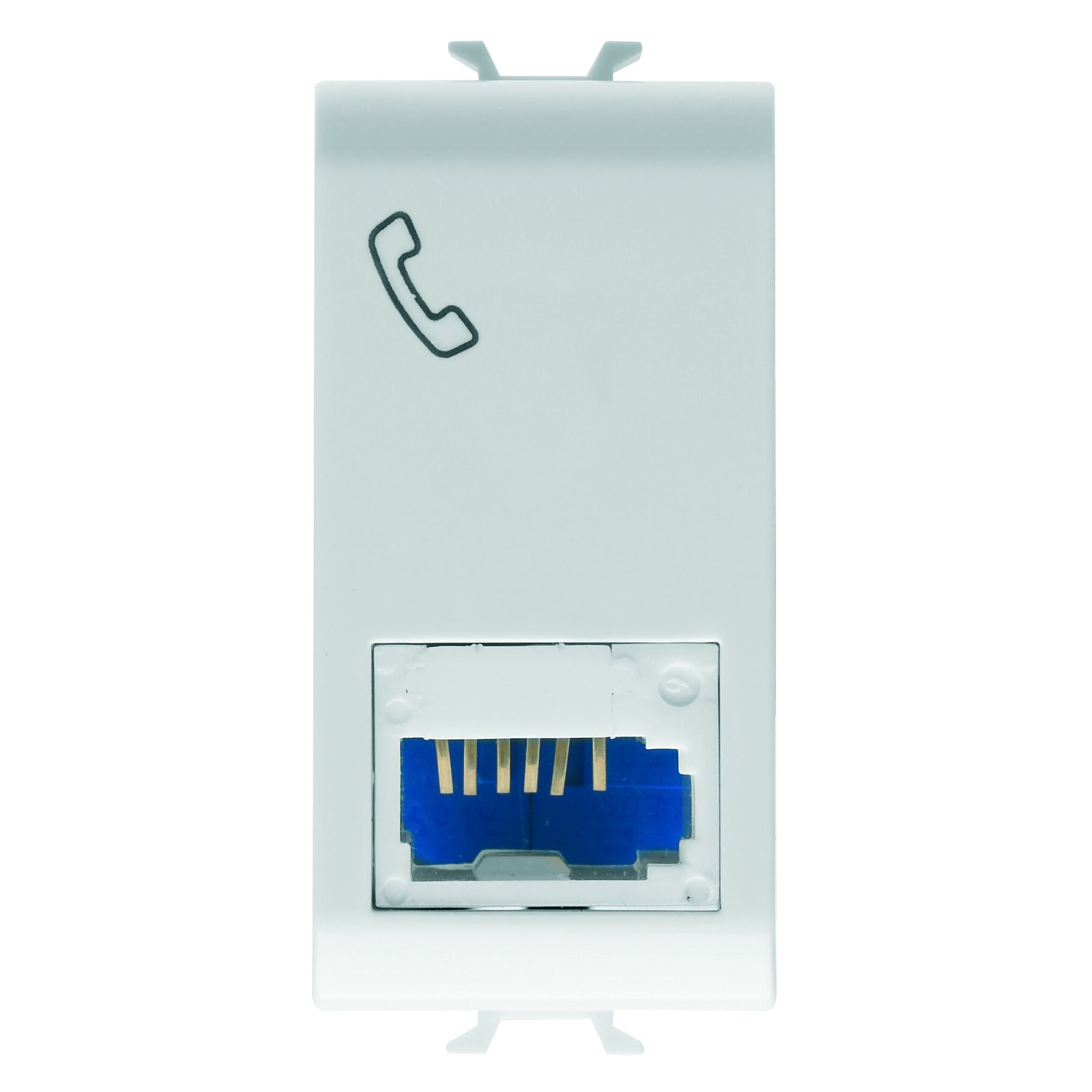 Priza Telefonica Standard Britanica - 6 Contacte - Terminale cu Insurubare - 1 Modul - Alb Satinat - CHORUSMART