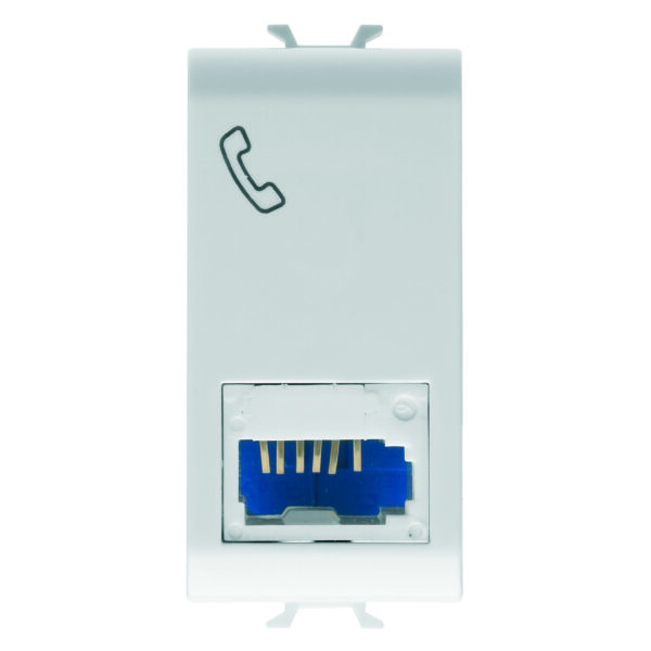 Priza Telefonica Standard Britanica - 6 Contacte - Terminale cu Insurubare - 1 Modul - Alb Satinat - CHORUSMART