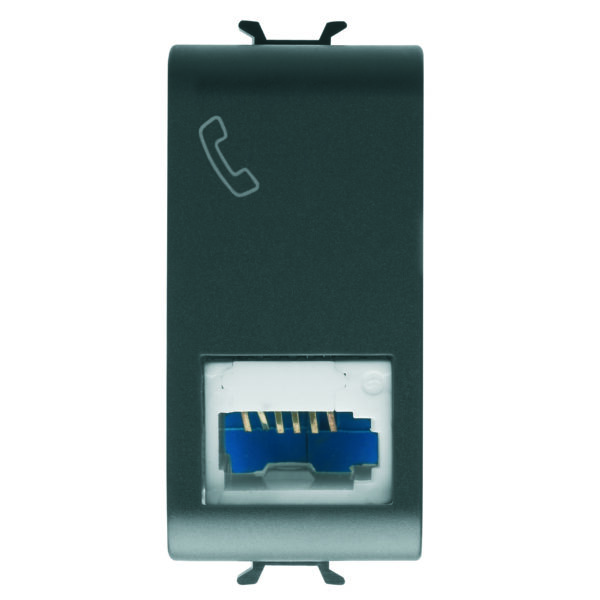 Priza Telefonica Standard Britanica - 6 Contacte - Terminale cu Insurubare - 1 Modul - Negru Satinat - CHORUSMART