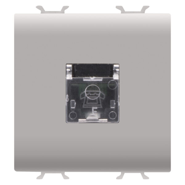 Priza Telefonica Standard Internationala - RJ11 - Terminale cu Insurubare - 2 Module - Bej Satinat - CHORUSMART