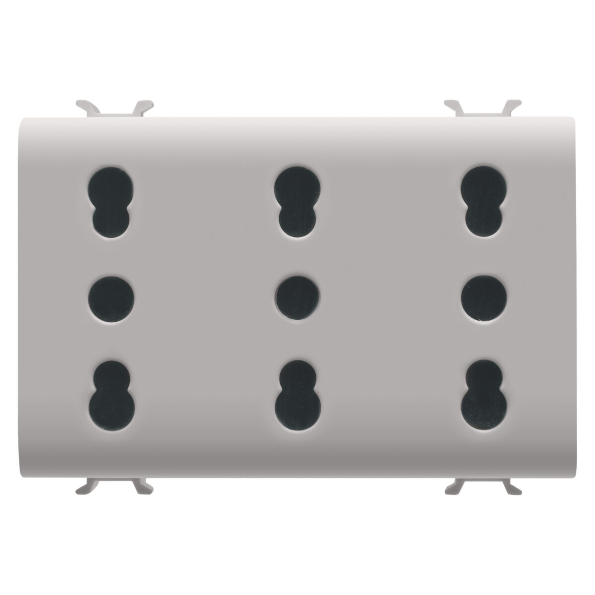 Priza Tripla Standard Italian 250V 3X2P+E 16A cu Amperaj Dublu - P11-P17 - 3 Module - Bej Satinat - CHORUSMART