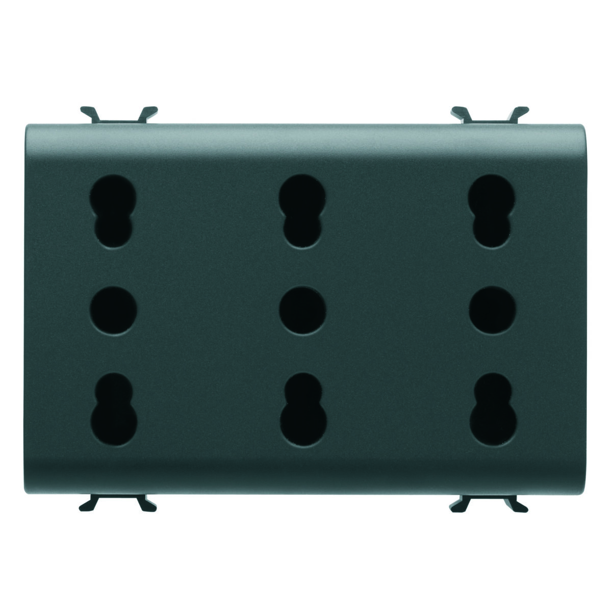 Priza Tripla Standard Italian 250V 3X2P+E 16A cu Amperaj Dublu - P11-P17 - 3 Module - Negru Satinat - CHORUSMART