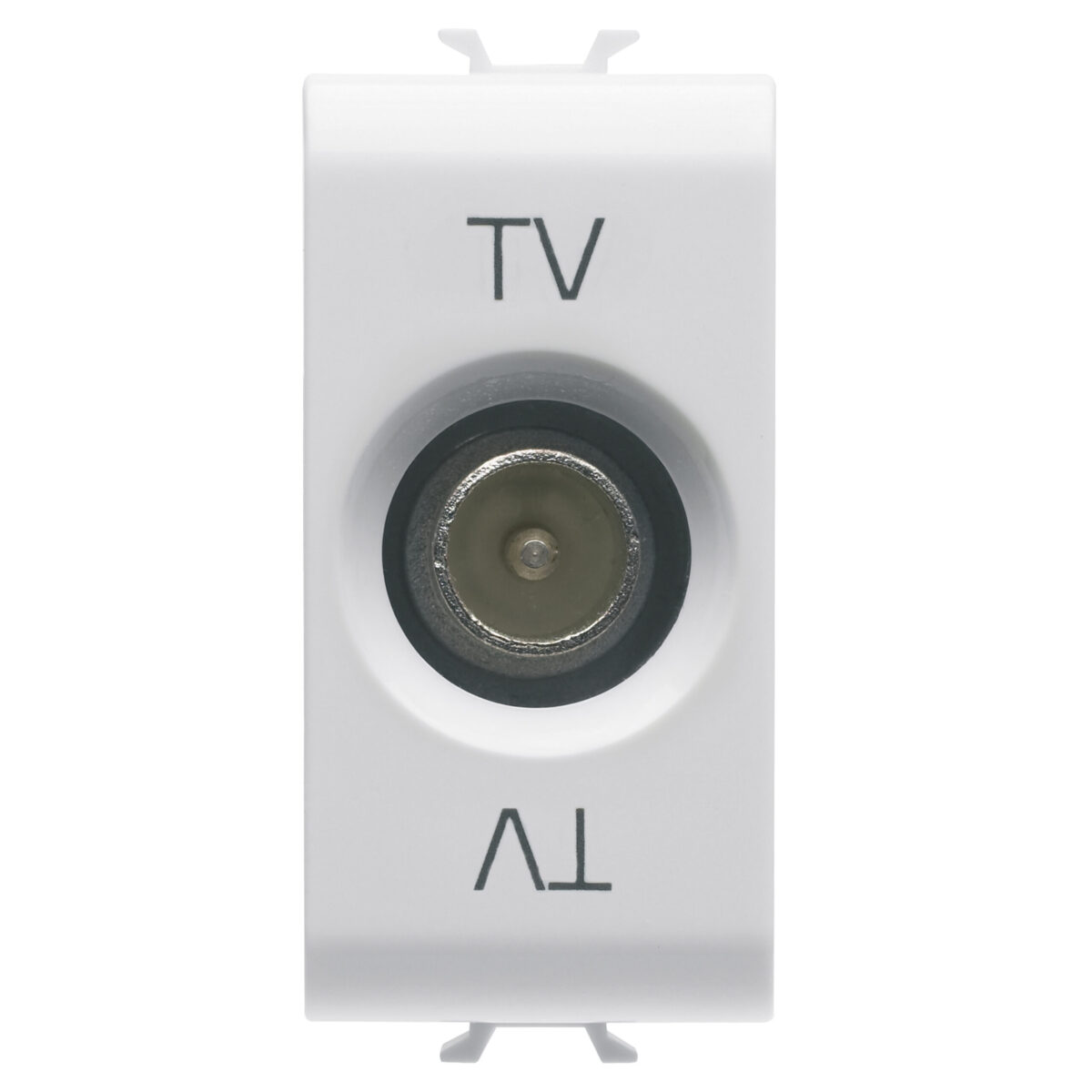 Priza TV Coaxiala, Ecranare Clasa A - Conector tata IEC 9,5 mm - Alimentare 10 dB - 1 Modul - Alb Satinat - CHORUSMART