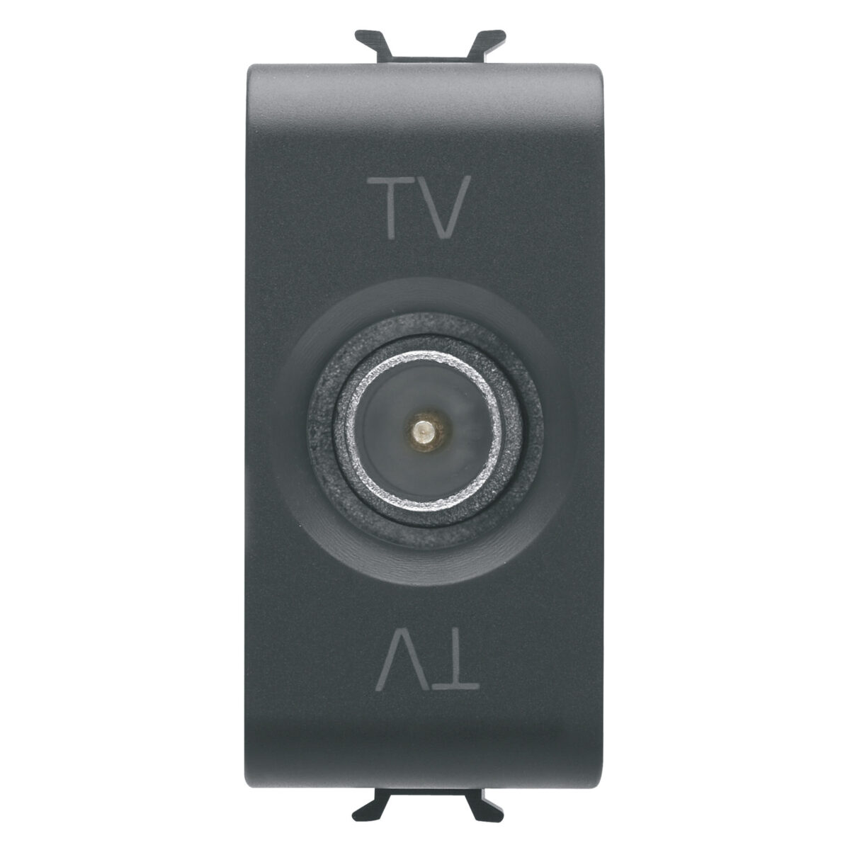 Priza TV Coaxiala, Ecranare Clasa A - Conector tata IEC 9,5 mm - Alimentare 10 dB - 1 Modul - Negru Satinat - CHORUSMART