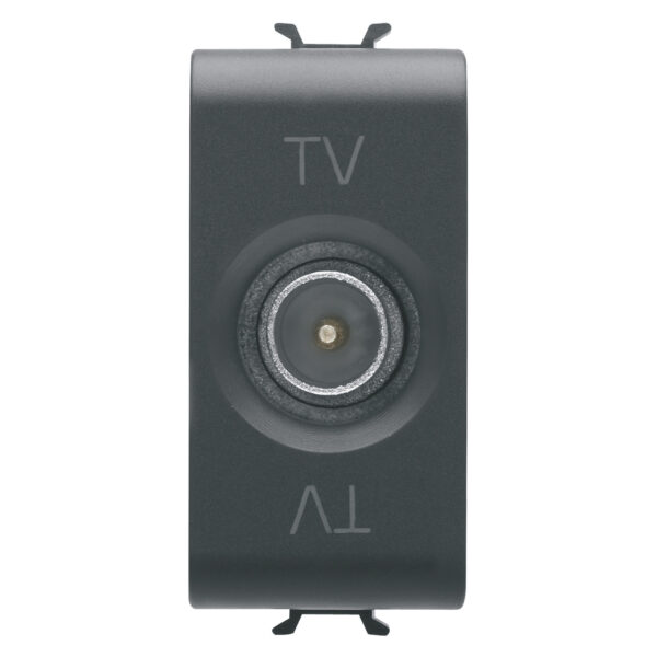 Priza TV Coaxiala, Ecranare Clasa A - Conector tata IEC 9,5 mm - Alimentare 10 dB - 1 Modul - Negru Satinat - CHORUSMART
