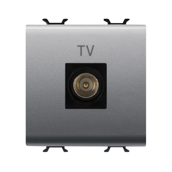 Priza TV Coaxiala, Ecranare Clasa A - Conector Tata IEC 9,5 MM - Direct - 2 Modul - Titan - CHORUSMART