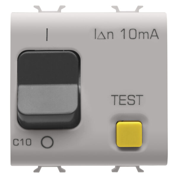 Siguranta Diferentiala modulara protectie supracurent curba C - Clasa A - 1P+N 10A 230VAC 10MA - 2MODULES - Satin Natural Bej - CHORUSMART