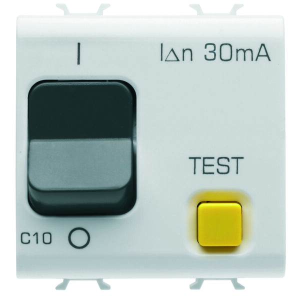Siguranta Diferentiala modulara protectie supracurent curba C - Clasa A - 1P+N 10A 230VAC 30MA - 2 Module - Alb Satinat - CHORUSMART