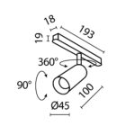 Spot pe sina Focus LED Maytoni TR032-2-5W3K-M-BBS