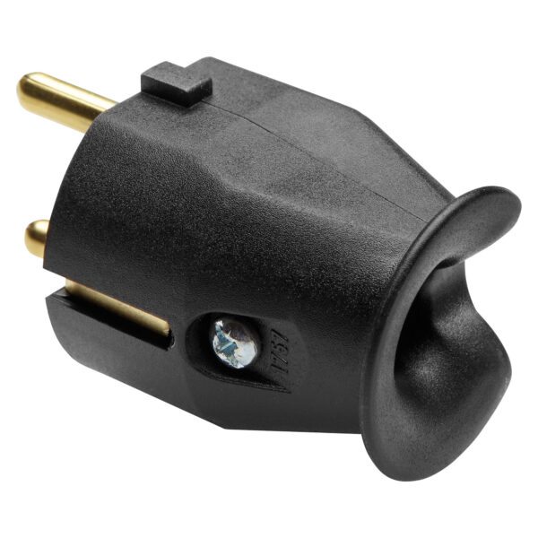 Stecher Portabil - Drept - Standard German/Francez - 2P+E 10/16A 250V Negru