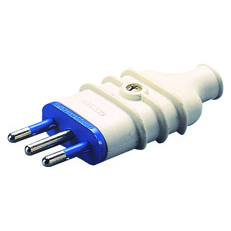 Stecher Portabil - Drept - Standard Italian - 2P+E 10A 250V Tip S11 - Alb