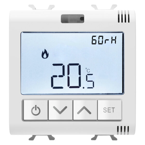 Termostat Conectat cu Masurare Umiditate - Zigbee - 100-240 V c.a. 50/60 Hz - Na 5A (AC1) 240 V 2 Module - Alb Satinat - CHORUSMART
