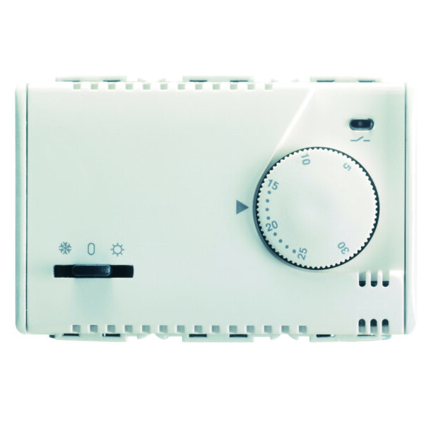 Termostat Electronic Vara/Iarna cu Reglaj Buton - 230V C.A. 50/60HZ - 3 Module - Sistem Alb