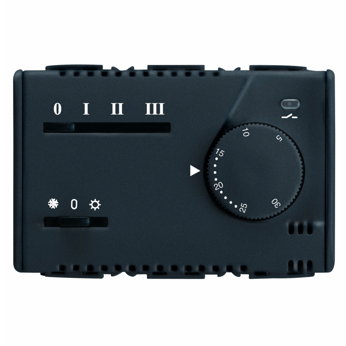 Termostat Electronic Vara/Iarna pentru Ventiloconvector - 3 Viteze - 230V 50/60Hz - 3 Module - Sistem Negru