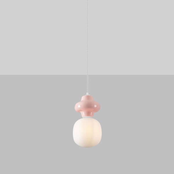 Abajur din sticla/ceramica Clio, Roz si Ceramica Nova Luce