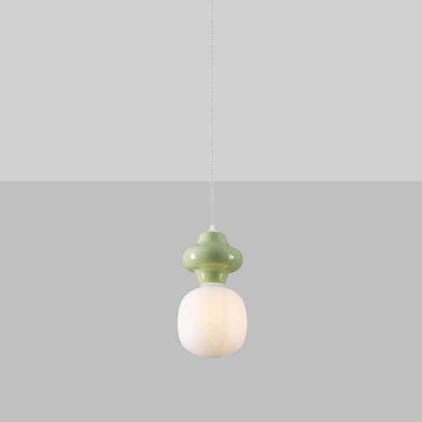 Abajur din sticla/ceramica Clio, Verde si Ceramica Nova Luce
