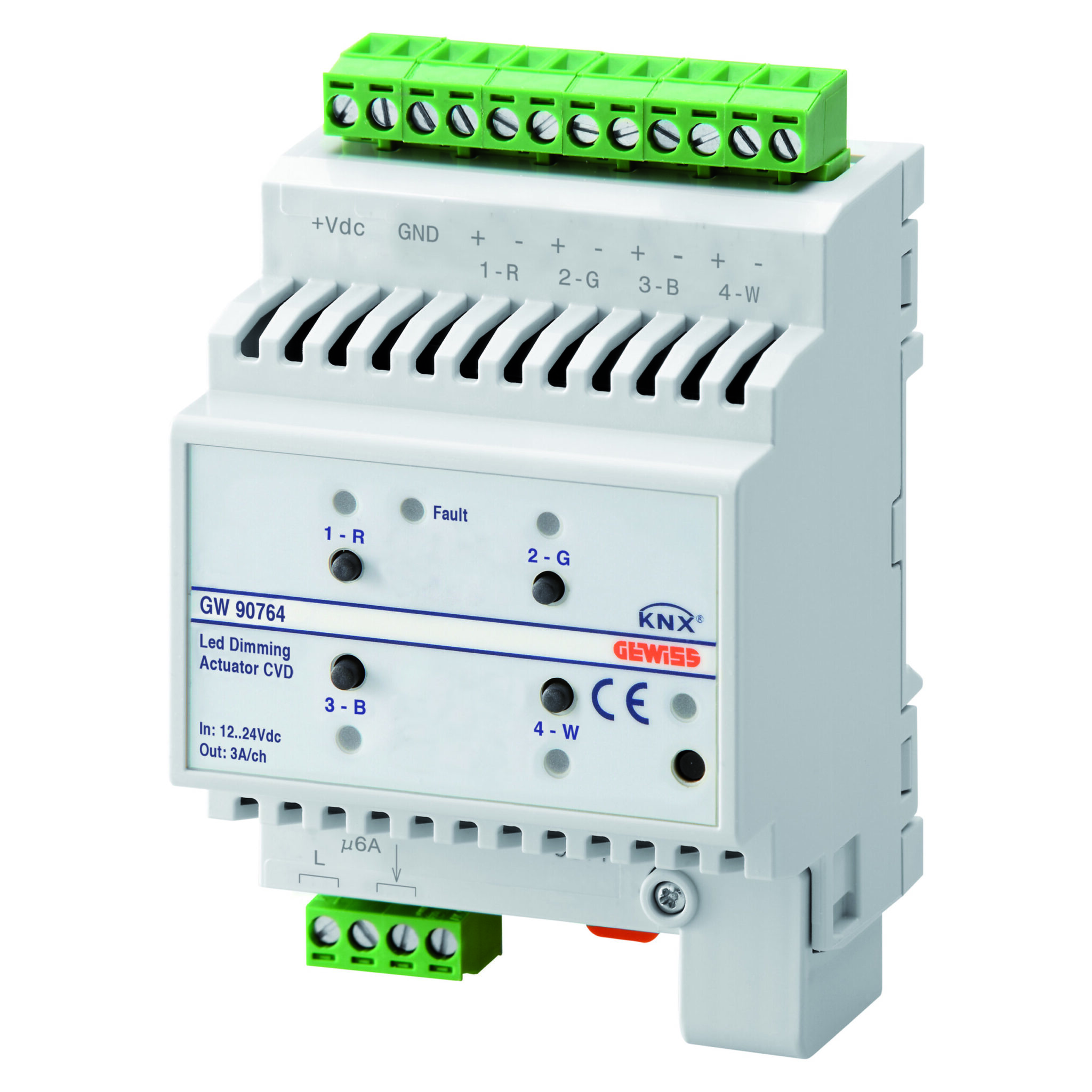 Actuator cu Variator pentru LED - 12-24Vcc - Cvd - 4 Canale - KNX - IP20 - 4 Module - Montare pe Sina din