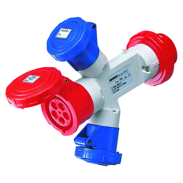Adaptor Multiple-socket IP67 - Fisa 3P+N+E 16A 400V C.A. 50/60HZ - 1 Priza 2P+E 16A 230V C.A. + 1 3P+E 16A 400V C.A. + 1 3P+N+E 16A 400V C.A.