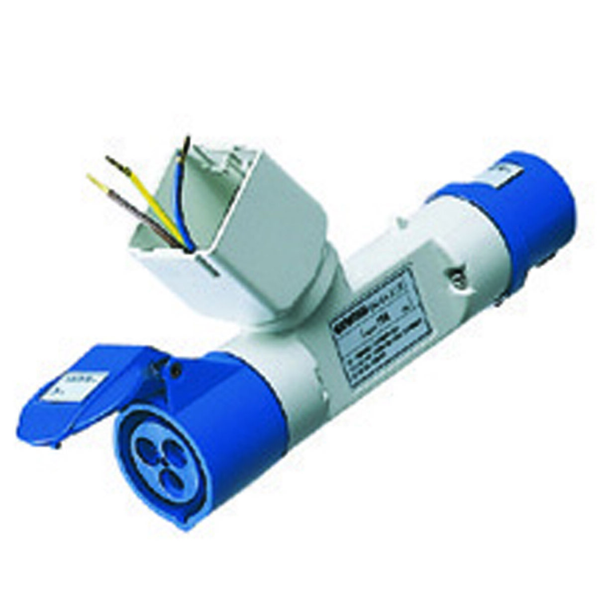 Adaptor Ramificat IP44 - 1 Priza Ramificata - Fiting pentru Gama de Sisteme cu 2 Module - Fisa 2P+E 16A 230V C.A. 50/60HZ - 1 Priza 2P+E 16A 230V C.A.