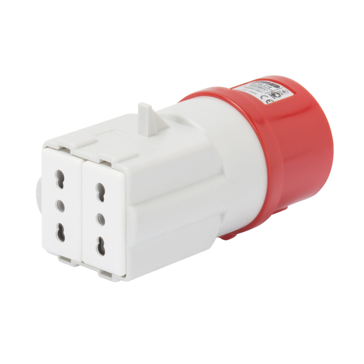 Adaptor Sistem - De la IP44 Industrial la IP44 Casnic - Priza 3P+N+E 16A 400V AC 50/60HZ - 2 Prize 2P+E 16A Dual Amp (P17/11)