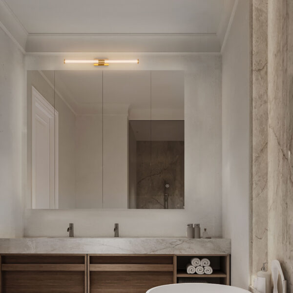 Aplica baie Alto 12W 3000K, Auriu si Sticla, Metal, Acrilic Nova Luce