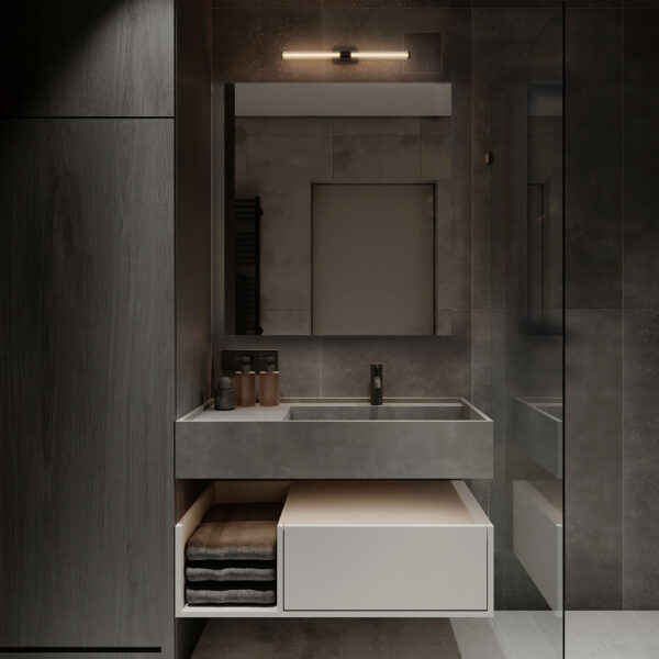 Aplica baie Alto 12W 3000K, Negru si Sticla, Metal, Acrilic Nova Luce