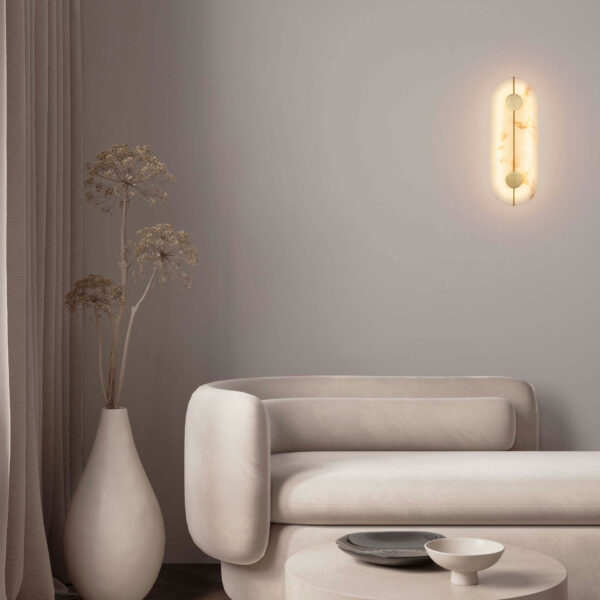 Aplica de perete Aider 19W 3000K, Auriu si Otel, Aluminiu, Alabastru artificial Nova Luce