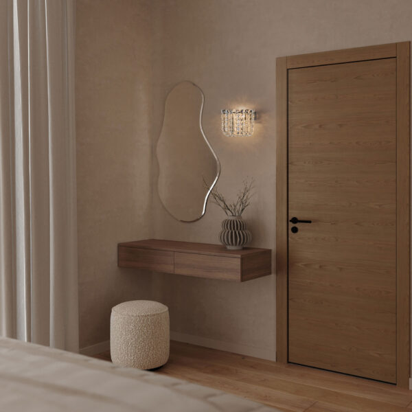 Aplica de perete Avelin 12W 3500 K, Crom si Metal, Cristal Nova Luce