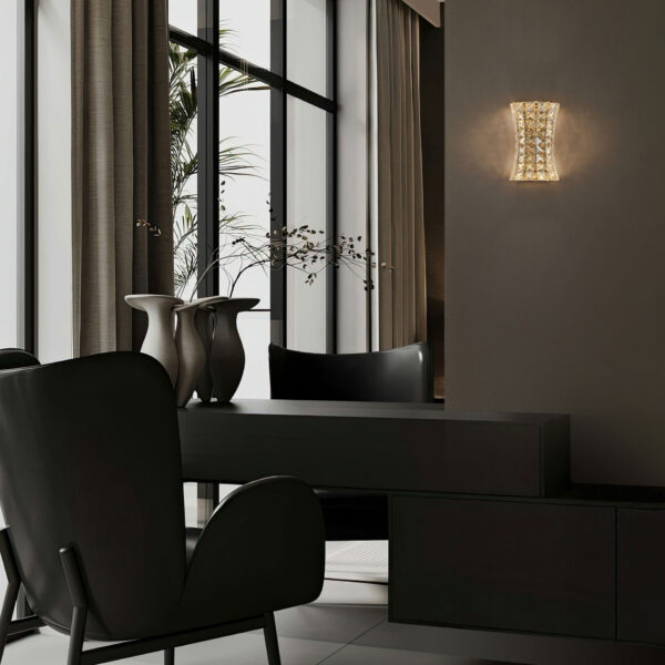 Aplica de perete Celysia 12W 3500 K, Auriu si Metal, Cristal Nova Luce