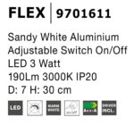 Aplica de perete Flex 3W 3000K, Alb si Aluminiu Nova Luce