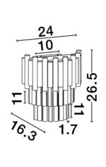 Aplica de perete Magnolia 10W, Auriu si Aluminiu, Cristal Nova Luce