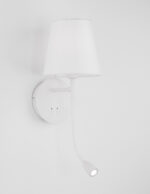 Aplica de perete Nia 8W 3000K, Alb si Metal, Textil Nova Luce