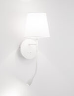 Aplica de perete Nia 8W 3000K, Alb si Metal, Textil Nova Luce