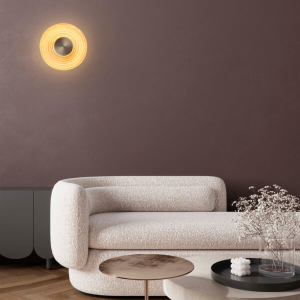 Aplica de perete Nous 8W 3000K, Auriu, Chihlimbariu si Sticla, Metal Nova Luce